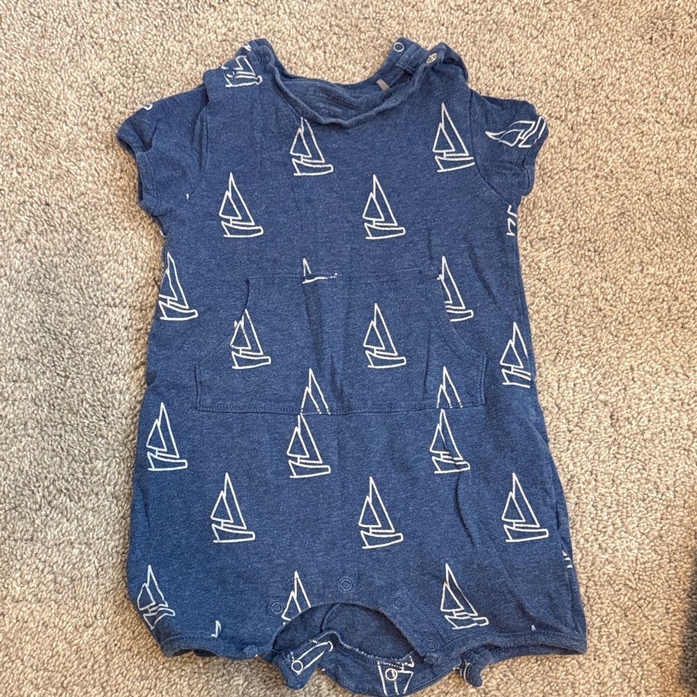 Belly Button Nautical Blue Baby Romper